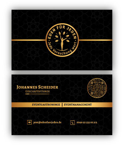  Visitenkarten für Unternehmen in den Bereichen der Eventgastronomie und Eventmanagement mit QR-Code
