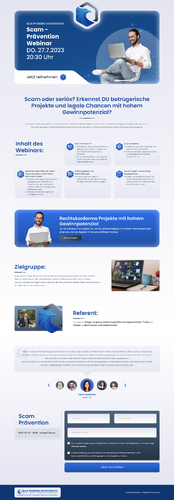 Landing Page - Teil eines Paketes  Gesamtvolumen: ca. 2000 € Preisgeld