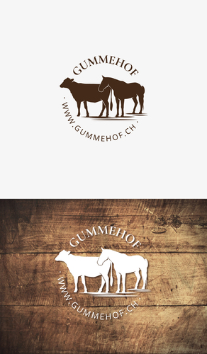  Logo-Design für Landwirtschaftsbetrieb mit Kuh- und Pferdepension