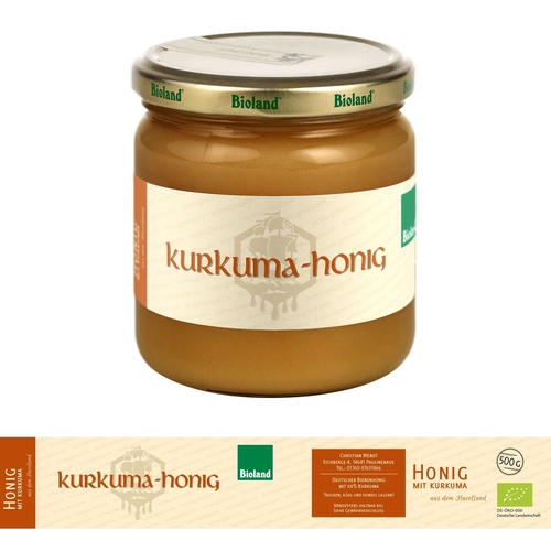  Etiketten-Design für Kurkuma-Honig