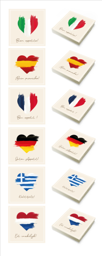 Motive für Servietten - Länderservietten - Deutschland, Italien, Frankreich, Spanien und Griechenland
